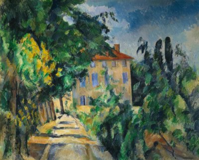 Huis met rood dak door Paul Cézanne